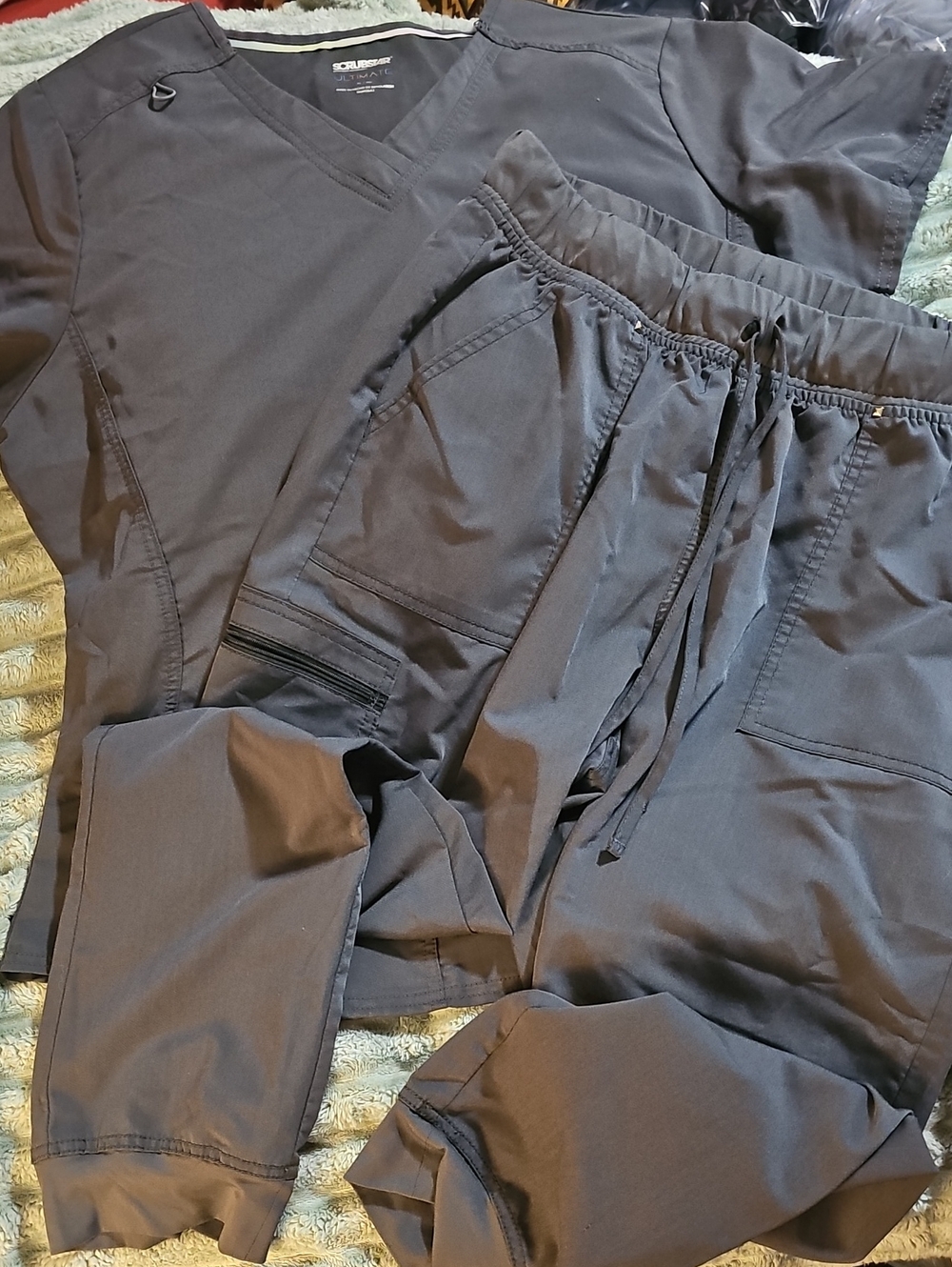 Scrubstar Womens Dark Gray Drawstring Scrub Set XL Joggers